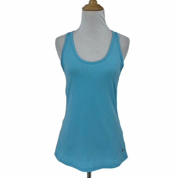 Under Armour Criss Cross Tank Top Women's Size S Baby Blue Workout Stretch Shirt - Picture 1 of 7